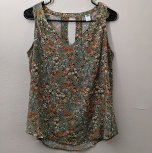 Old Navy Sleeveless V-Neck Keyhole Top - Floral